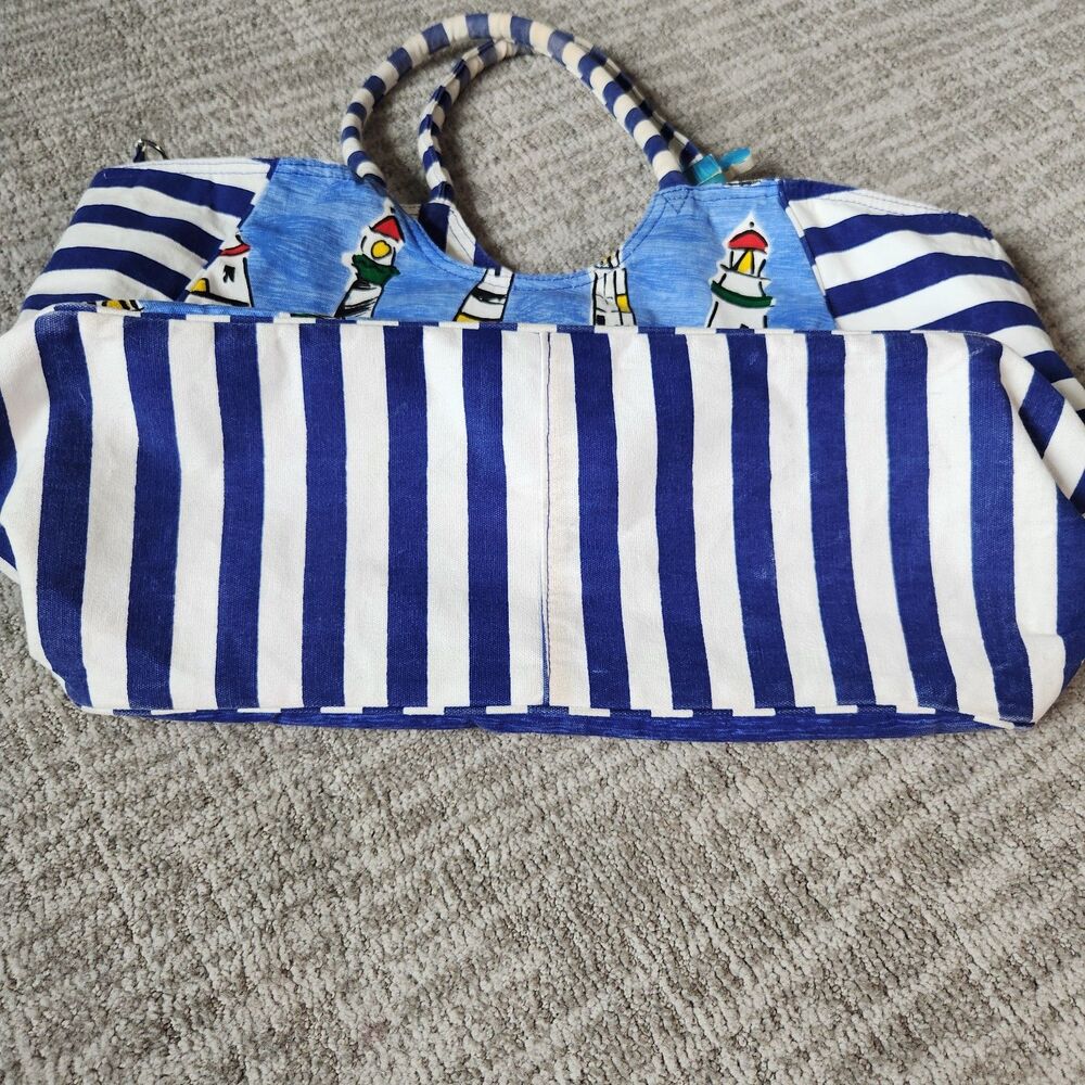 Sally Huss XL lighthouse striped canvas tote bag - Picture 5 of 12